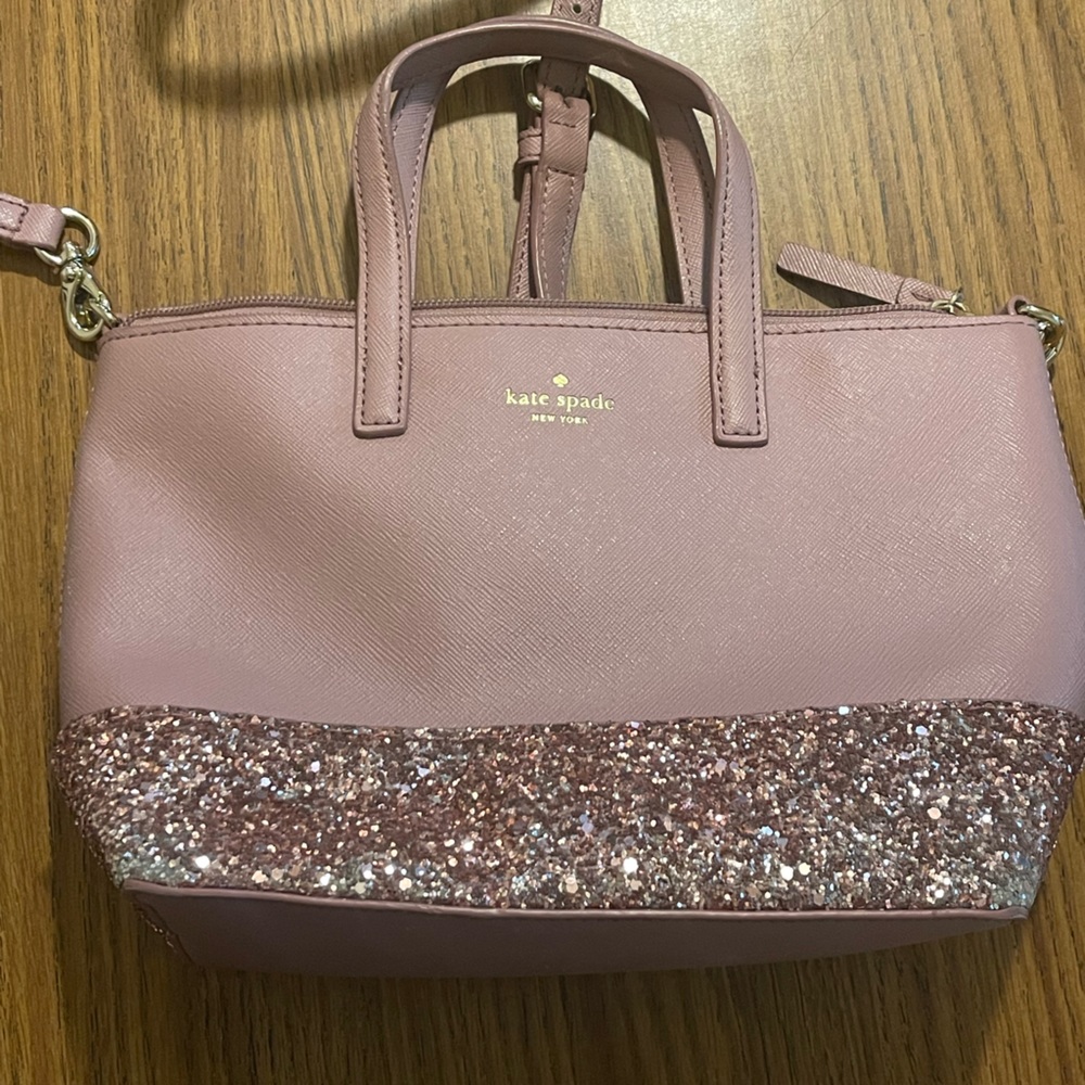 Dark Rose Gold with sparkles Kate Spade Crossbody, barely used